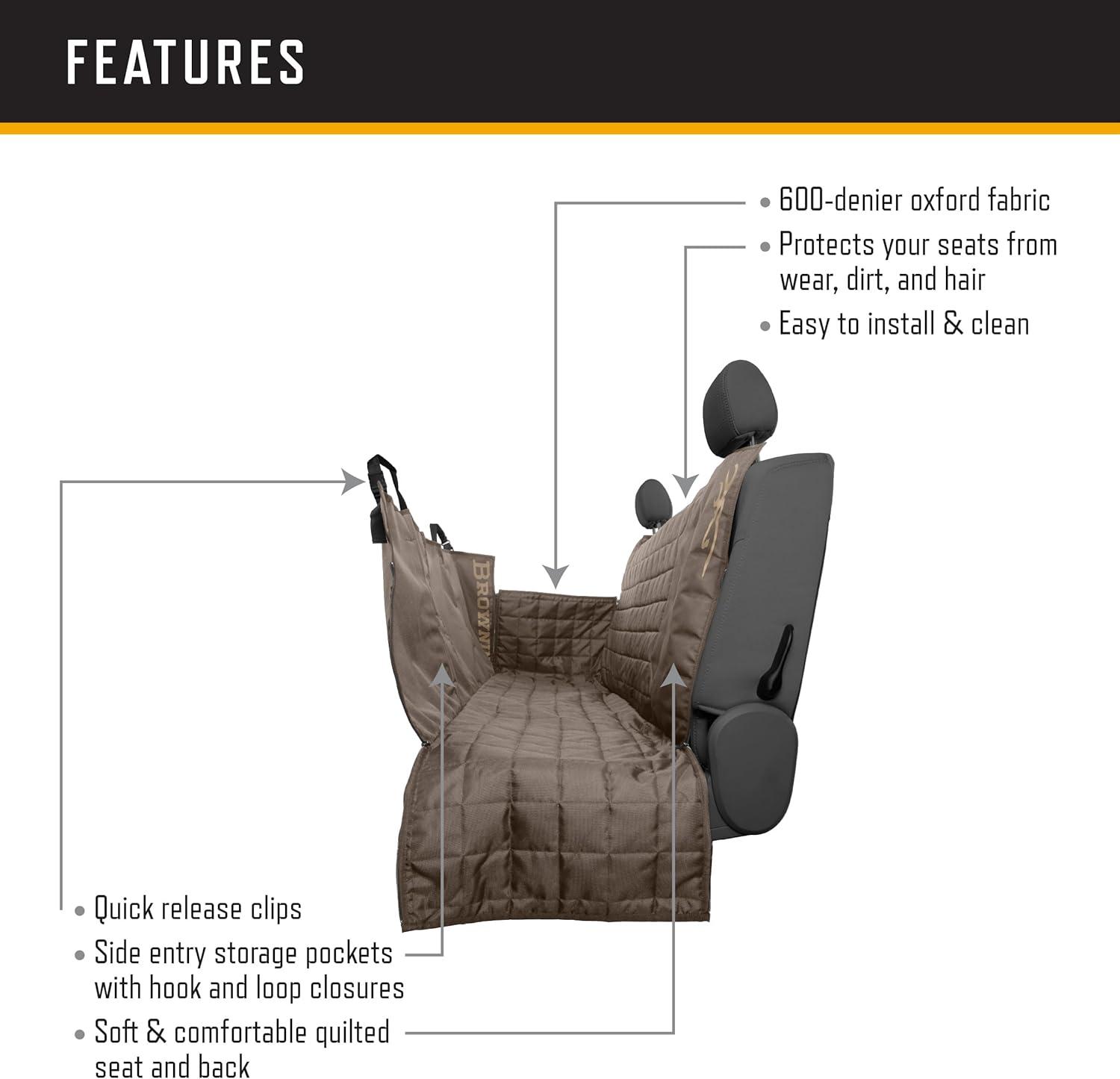 imageBrowning Pet Hammock Backseat Cover Durable Backseat Protection ElkField Khaki