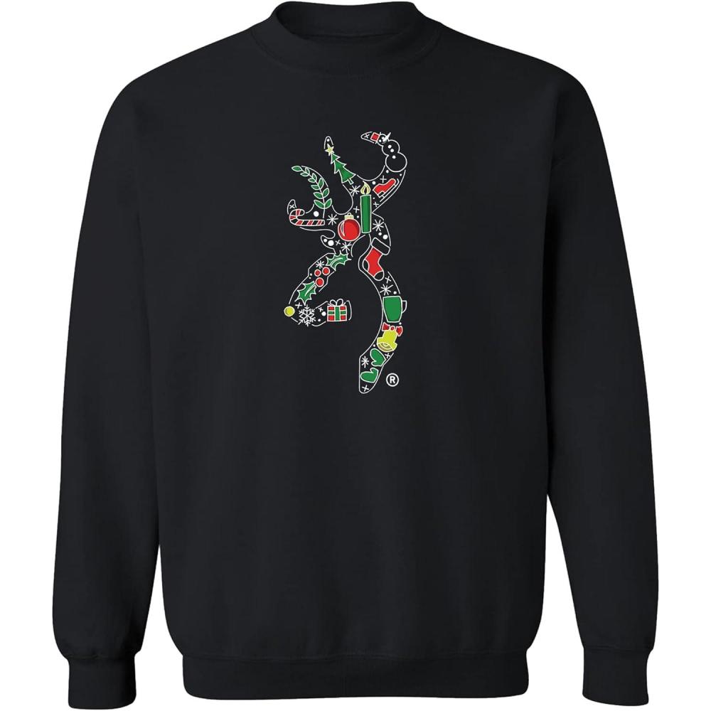 imageBrowning mens Christmas Sweatshirts Seasonal Holiday Sweatshirts for the Whole Hunting FamilyChristmas Icon Buckmark Black