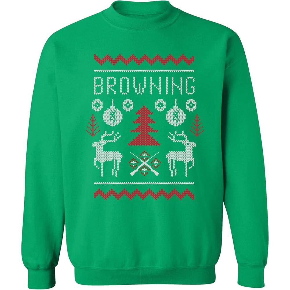 imageBrowning mens Christmas Sweatshirts Seasonal Holiday Sweatshirts for the Whole Hunting FamilyKnit Browning Irish Green