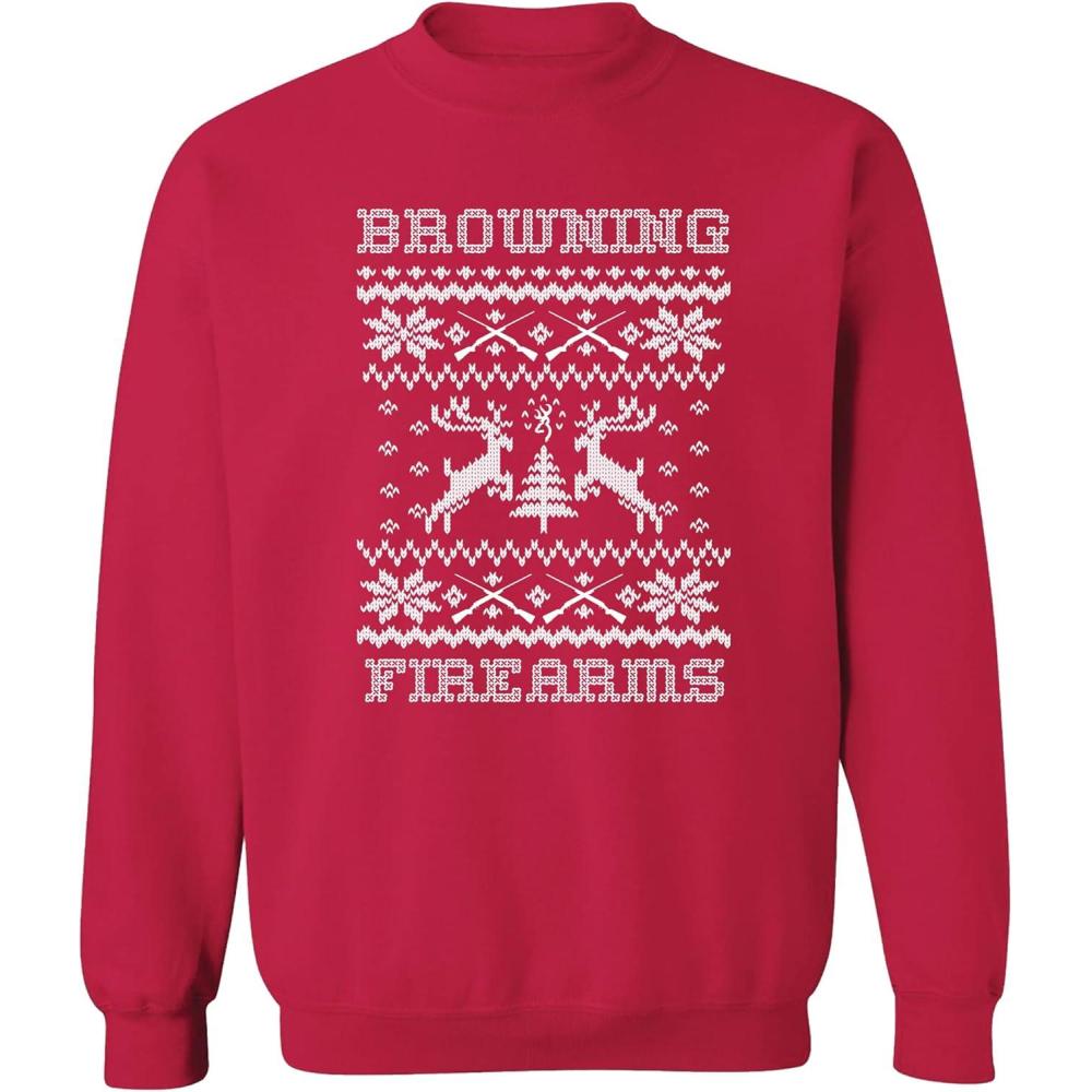 imageBrowning mens Christmas Sweatshirts Seasonal Holiday Sweatshirts for the Whole Hunting FamilySnowflake Cherry Red
