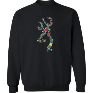 Browning mens Christmas Sweatshirts, Seasonal Holiday Sweatshirts for the Whole Hunting Family(Christmas Icon Buckmark (Black))
