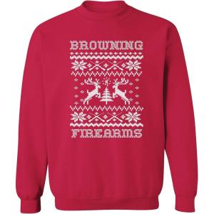 Browning mens Christmas Sweatshirts, Seasonal Holiday Sweatshirts for the Whole Hunting Family(Snowflake (Cherry Red))