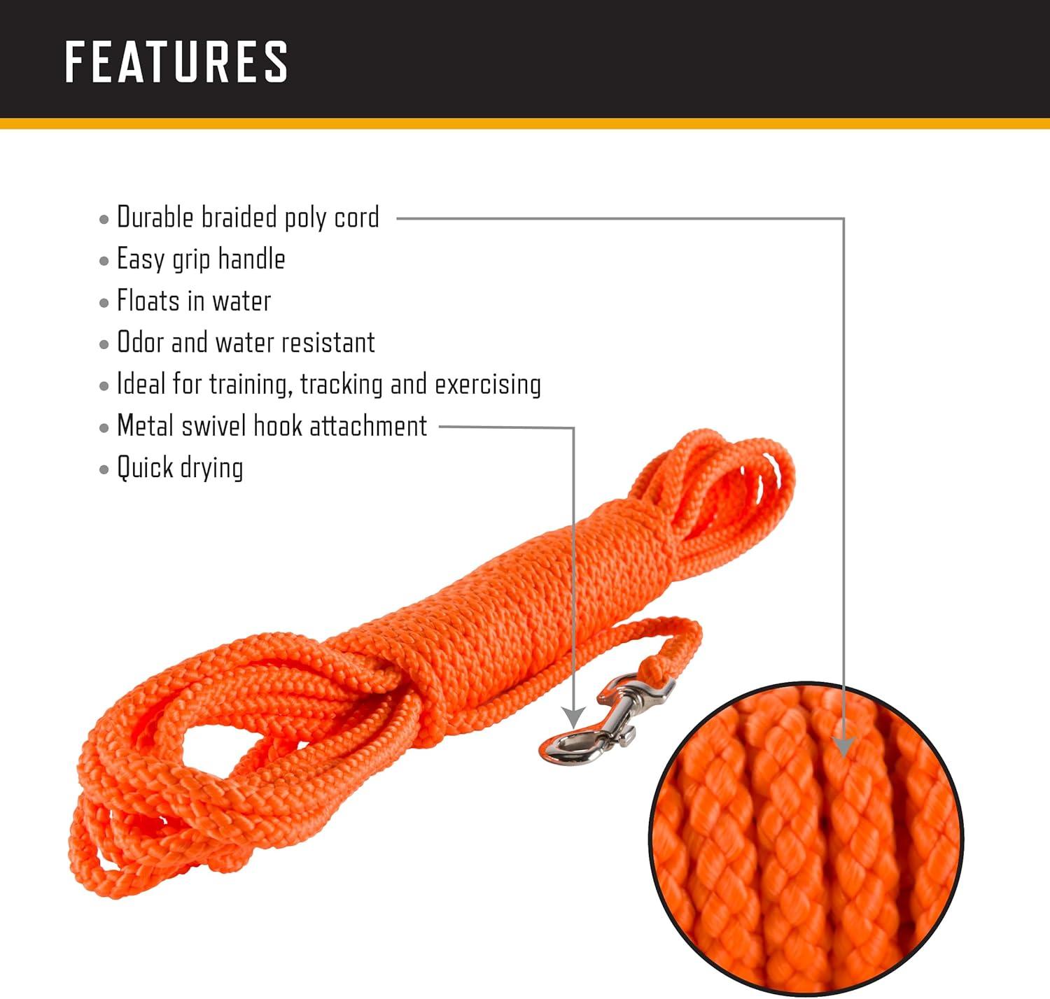 image:imageBrowning 30ft Braided Check Cord Dog Training Leash Weather Resistant ampamp Floats in Water Blaze