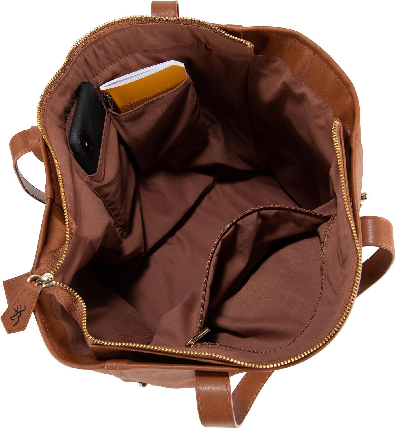 image:imageBrowning Womens Concealed Carry Addison Purse Premium Holstered Handbag With Safety Locking Option Brown