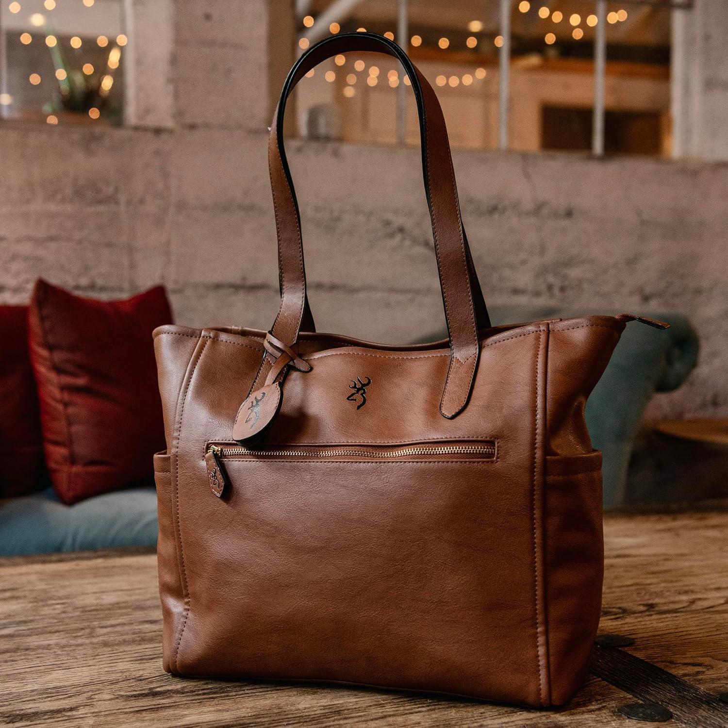 image:imageBrowning Womens Concealed Carry Addison Purse Premium Holstered Handbag With Safety Locking Option Brown