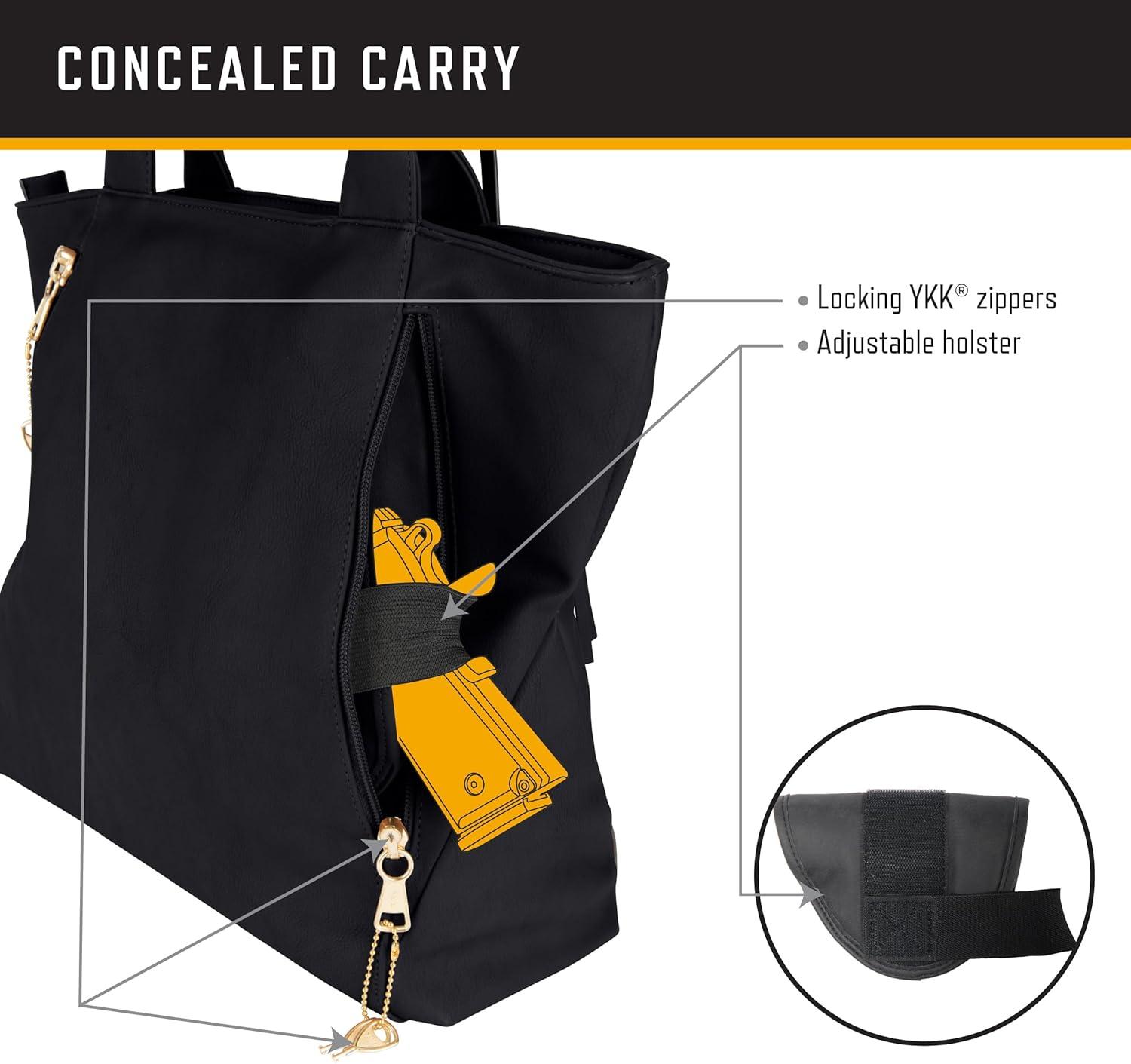 image:imageBrowning Womens Concealed Carry Alexandria Purse Premium Holstered Handbag With Safety Locking Option Black
