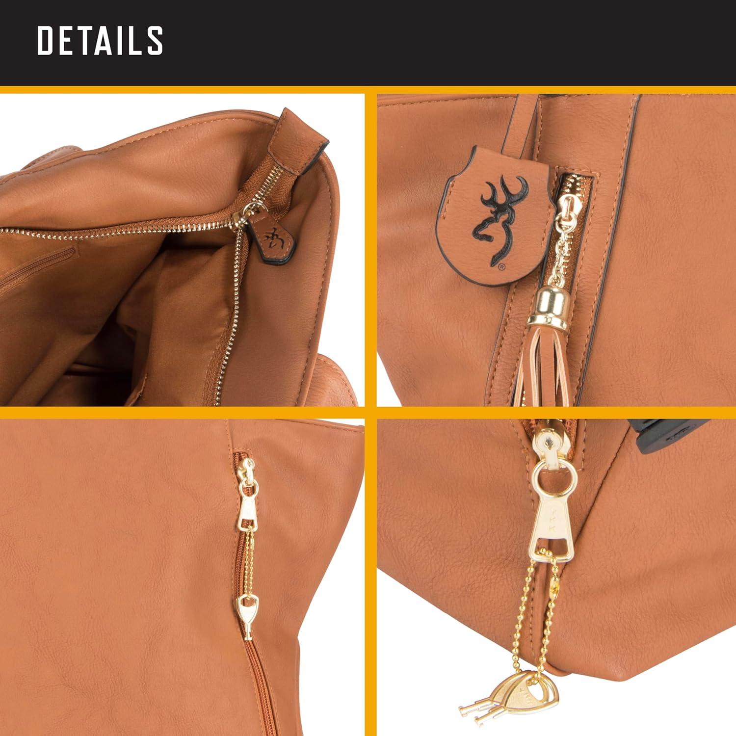 image:imageBrowning Womens Concealed Carry Alexandria Purse Premium Holstered Handbag With Safety Locking Option Brown