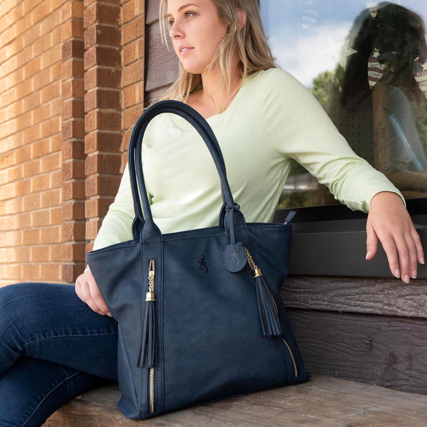 image:imageBrowning Womens Concealed Carry Alexandria Purse Premium Holstered Handbag With Safety Locking Option Brown