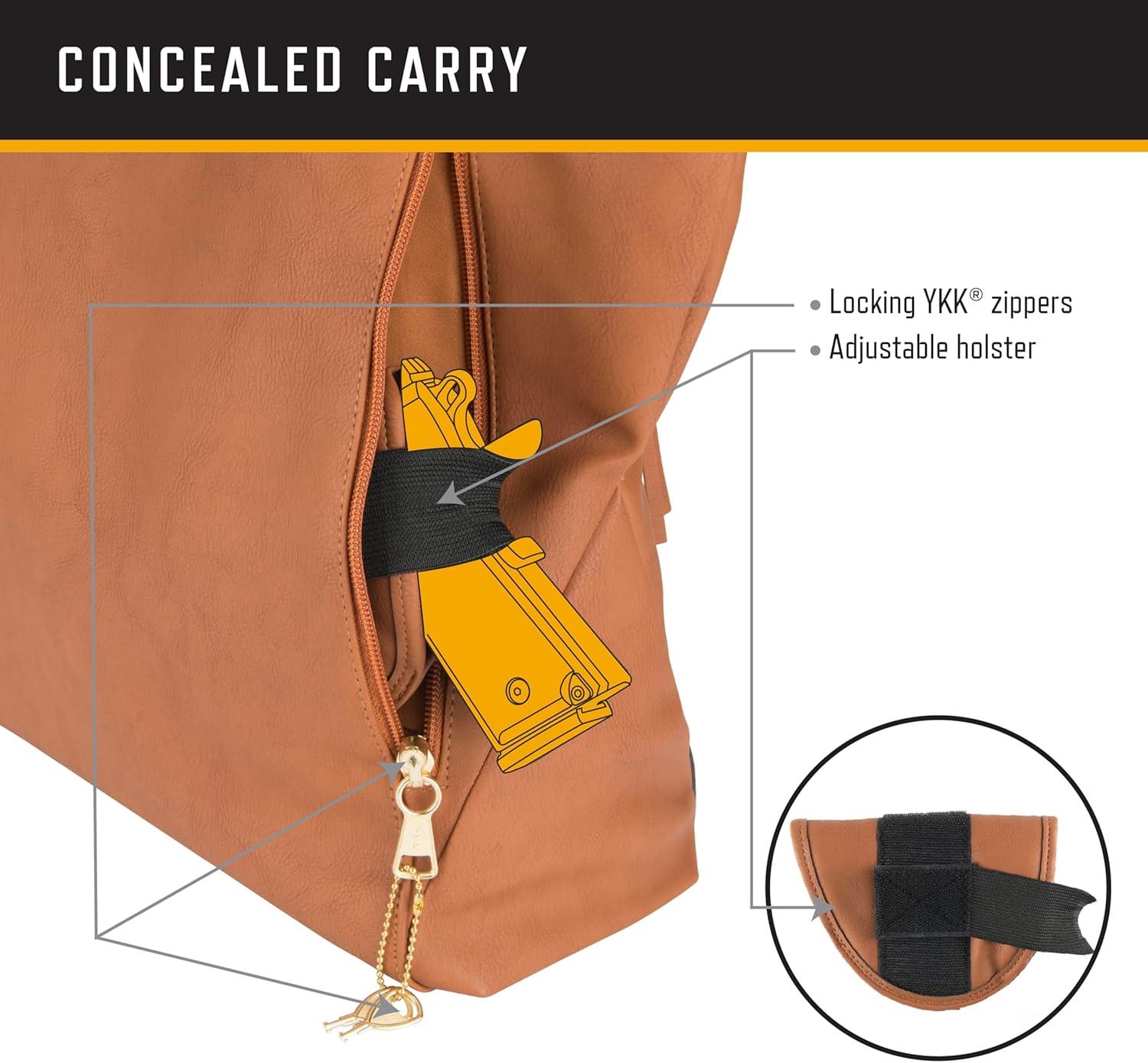 image:imageBrowning Womens Concealed Carry Alexandria Purse Premium Holstered Handbag With Safety Locking Option Brown