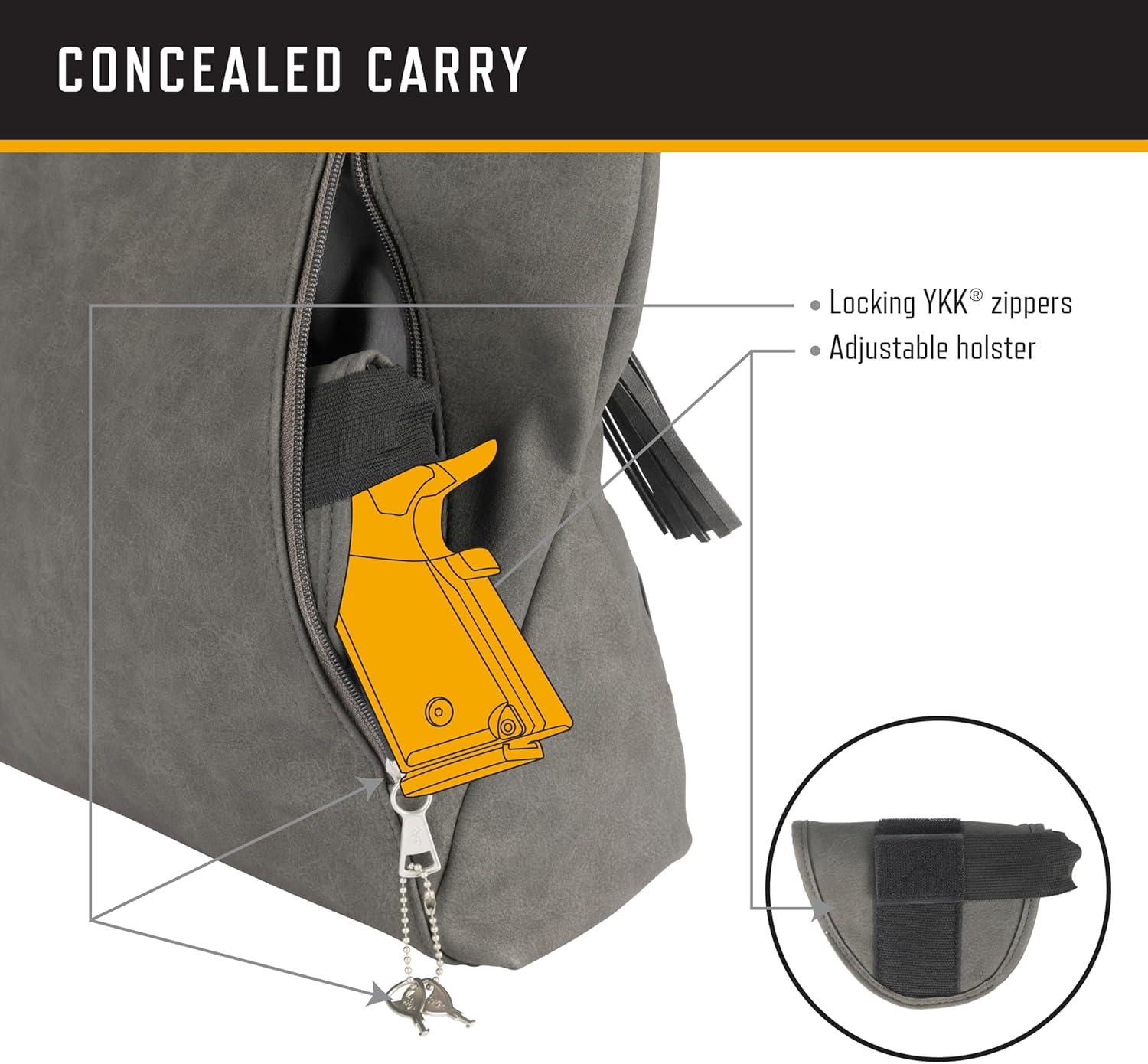 image:imageBrowning Womens Concealed Carry Alexandria Purse Premium Holstered Handbag With Safety Locking Option Charcoal