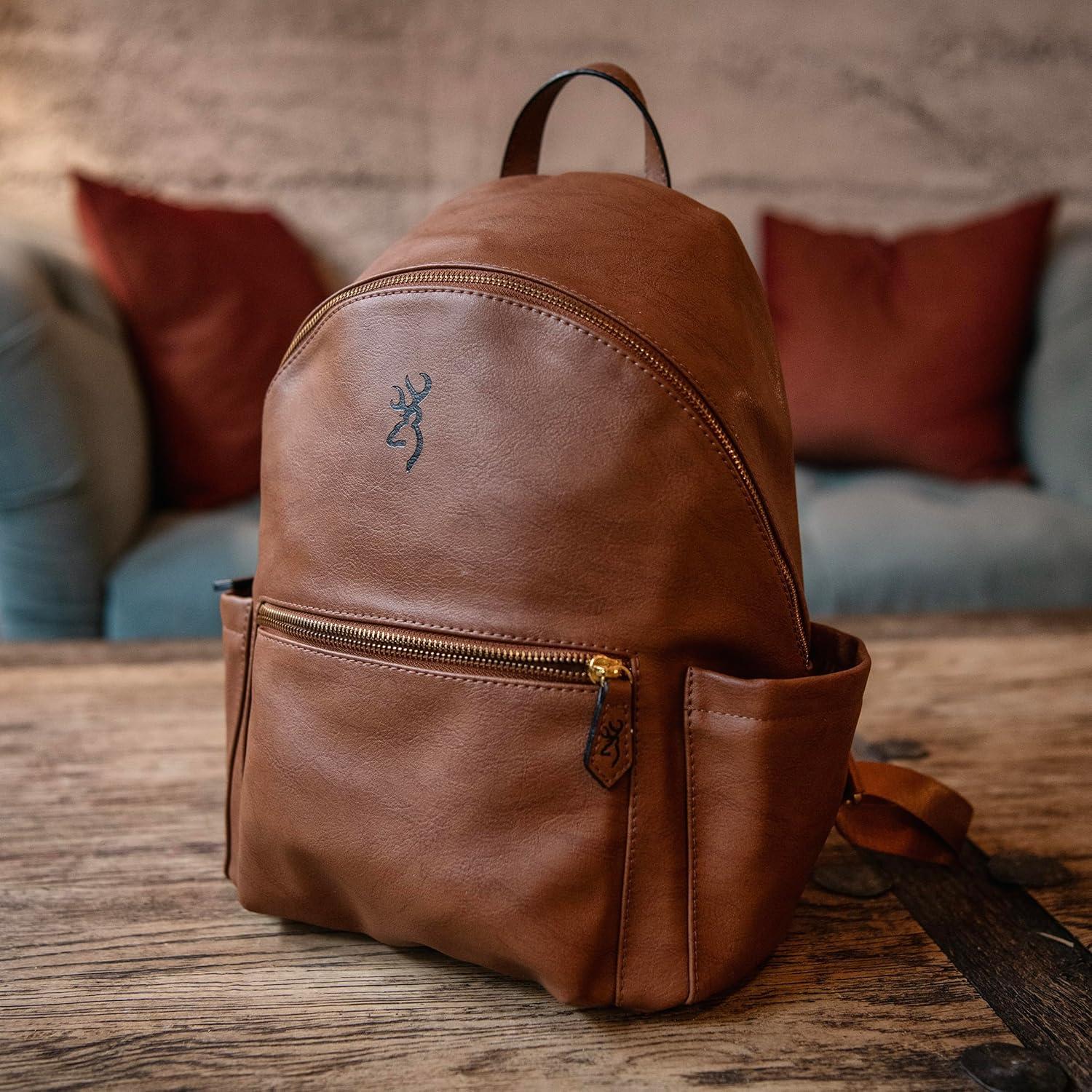 image:imageBrowning Womens Concealed Carry Harper Backpack Premium Holstered Handbag With Safety Locking Option Brown