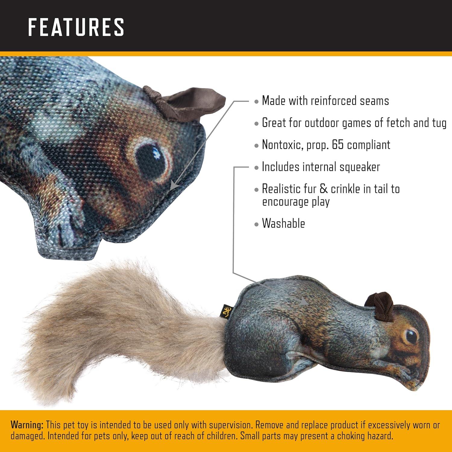image:imageBrowning Pet Toys Durable Dog Toys for Tug and Fetch Shot Shell Red Squeaker ToySquirrel Fabric Squeaker Toy