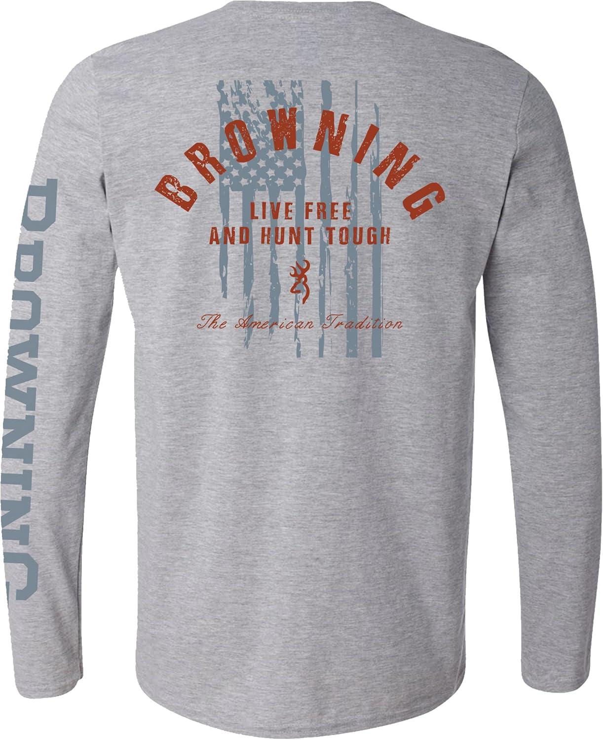 image:imageBrowning Mens Buckmark TShirt Hunting amp Outdoors Long Sleeve Graphic TeesHunt Tough Sport Gray