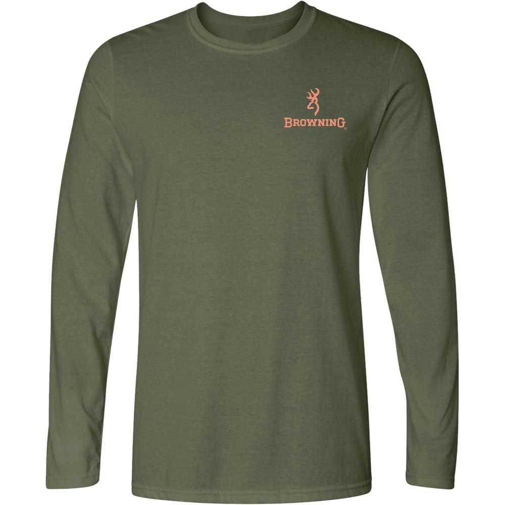 image:imageBrowning Womens Graphic TShirt Classic Hunting amp Outdoors Long Sleeve TeesHunt Tough Military Green
