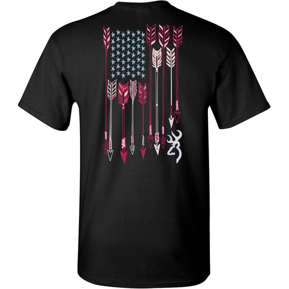 image:imageBrowning Womens Graphic TShirt Classic Hunting amp Outdoors Short Sleeve TeesArrow Flag Black