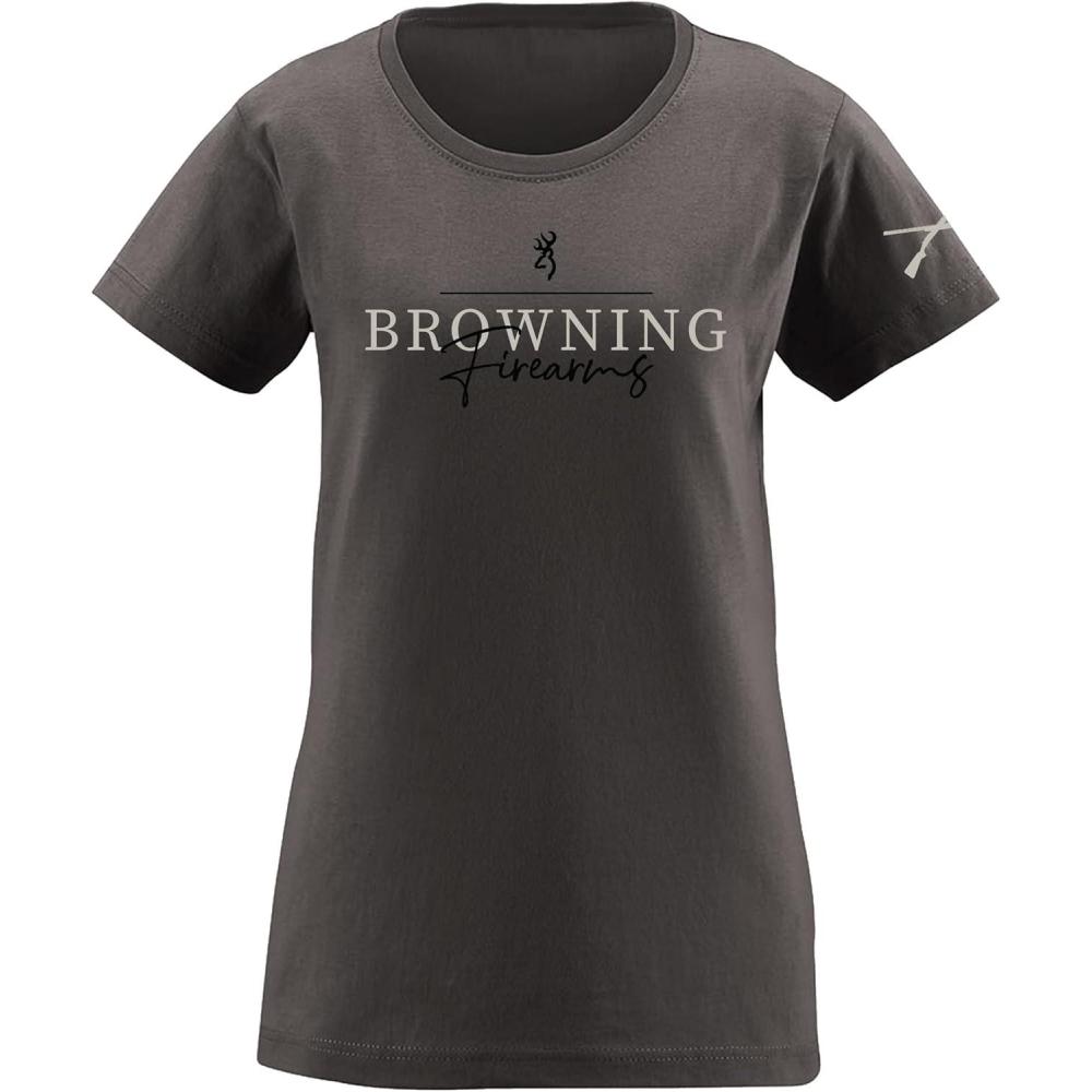 image:imageBrowning Womens Graphic TShirt Classic Hunting amp Outdoors Short Sleeve TeesClassic Browning Charcoal