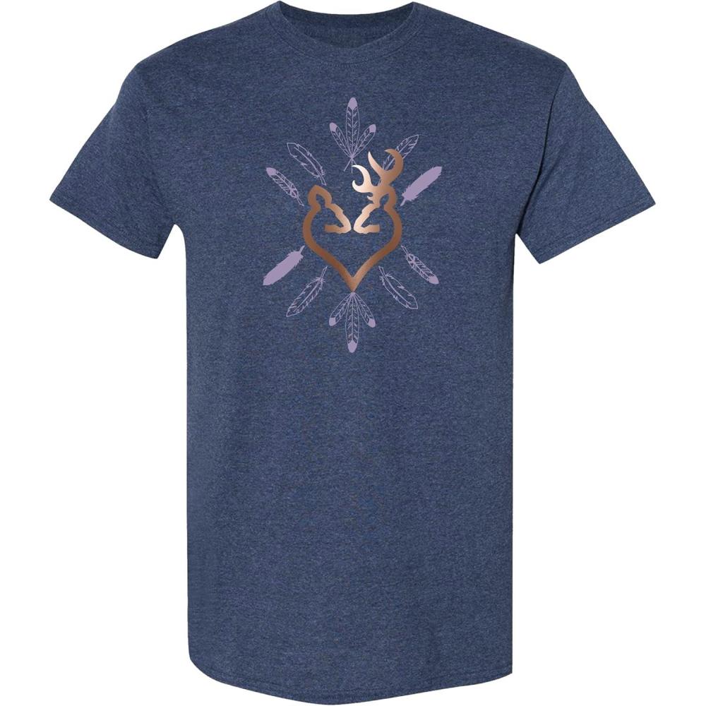 image:imageBrowning Womens Graphic TShirt Classic Hunting amp Outdoors Short Sleeve TeesFeather Rose Gold Foil Navy