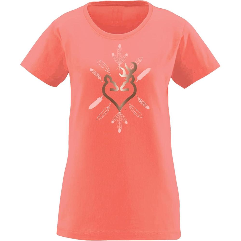 image:imageBrowning Womens Graphic TShirt Classic Hunting amp Outdoors Short Sleeve TeesFeather Rose Gold Foil Papaya