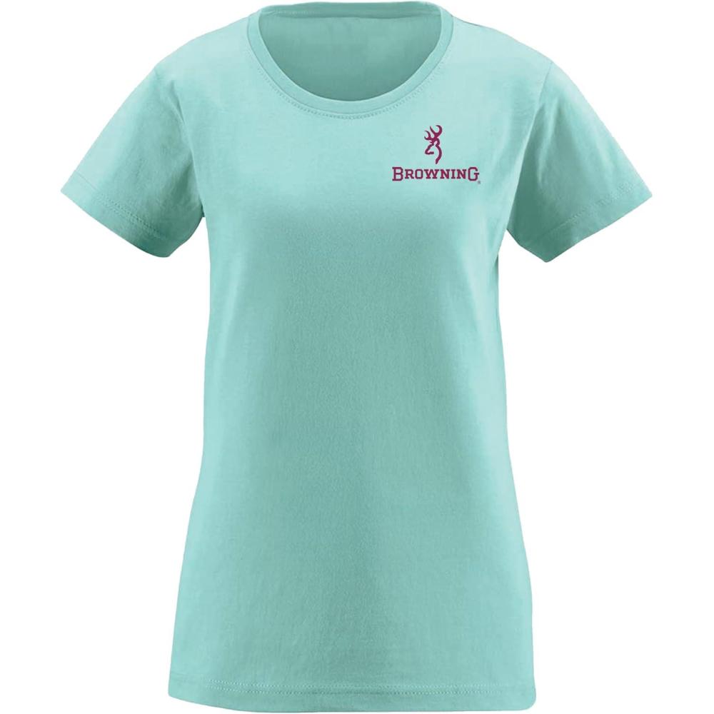 image:imageBrowning Womens Graphic TShirt Classic Hunting amp Outdoors Short Sleeve TeesTwo Tone Rifle Flag Chill