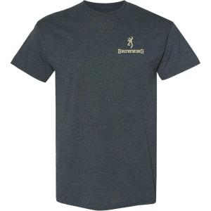 Browning Mens Buckmark T-Shirt, Hunting & Outdoors Short Sleeve Graphic Tees(Jm Browning Hunt (Dark Heather))