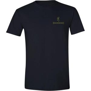 Browning Mens Buckmark T-Shirt, Hunting & Outdoors Short Sleeve Graphic Tees(Ovix Camo Buckmark (Black))