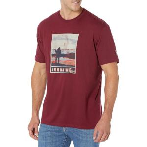 Browning Mens Buckmark T-Shirt, Hunting & Outdoors Short Sleeve Graphic Tees(Usa Landscape (Maroon))
