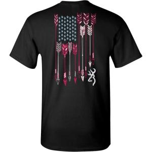 Browning Womens Graphic T-Shirt, Classic Hunting & Outdoors Short Sleeve Tees(Arrow Flag (Black))