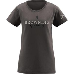 Browning Womens Graphic T-Shirt, Classic Hunting & Outdoors Short Sleeve Tees(Classic Browning (Charcoal))