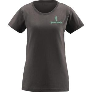 Browning Womens Graphic T-Shirt, Classic Hunting & Outdoors Short Sleeve Tees(Frame Buckmark (Charcoal))