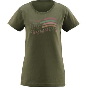 Browning Womens Graphic T-Shirt, Classic Hunting & Outdoors Short Sleeve Tees(Groovy Flag (Military Green))