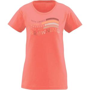 Browning Womens Graphic T-Shirt, Classic Hunting & Outdoors Short Sleeve Tees(Groovy Flag (Papaya))
