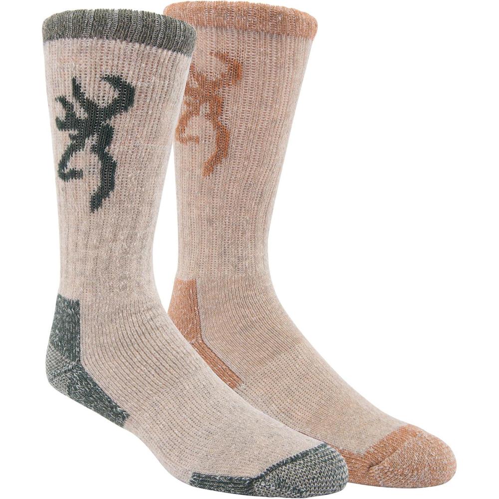 image:imageBrowning Mens Wool Buckmark Socks 2 Pairs Wool Blend Outdoor Boot Socks with Arch SupportPoplar Mountain ViewLeather Brown