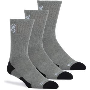 Browning Everyday Lightweight Buckmark Socks, 3 Pairs Soft Knit All Season Crew Socks(3-pack Everyday Crew (Heather Gray / Heather Gray / Heather Gray))