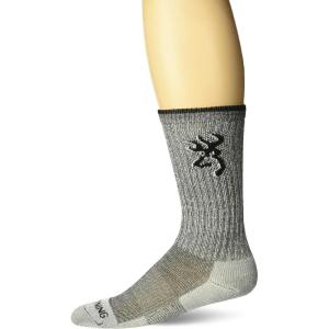 Browning Everyday Lightweight Buckmark Socks, 3 Pairs Soft Knit All Season Crew Socks(Year-rounder (Black))