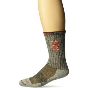 Browning Everyday Lightweight Buckmark Socks, 3 Pairs Soft Knit All Season Crew Socks(Year-rounder (Timber Brown))