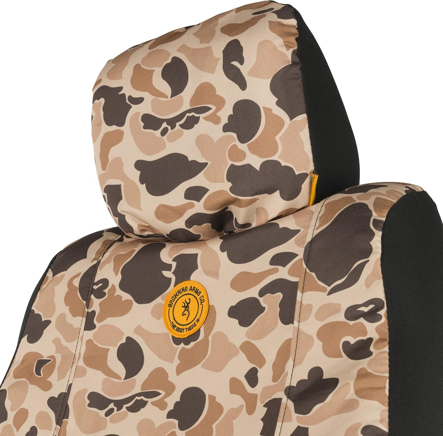 image:imageBrowning Universal Front and Bench Seat Covers Water Resistant for Car Truck and SUV Chevron Heather Gray BlackArms Co Tan Duck Camo