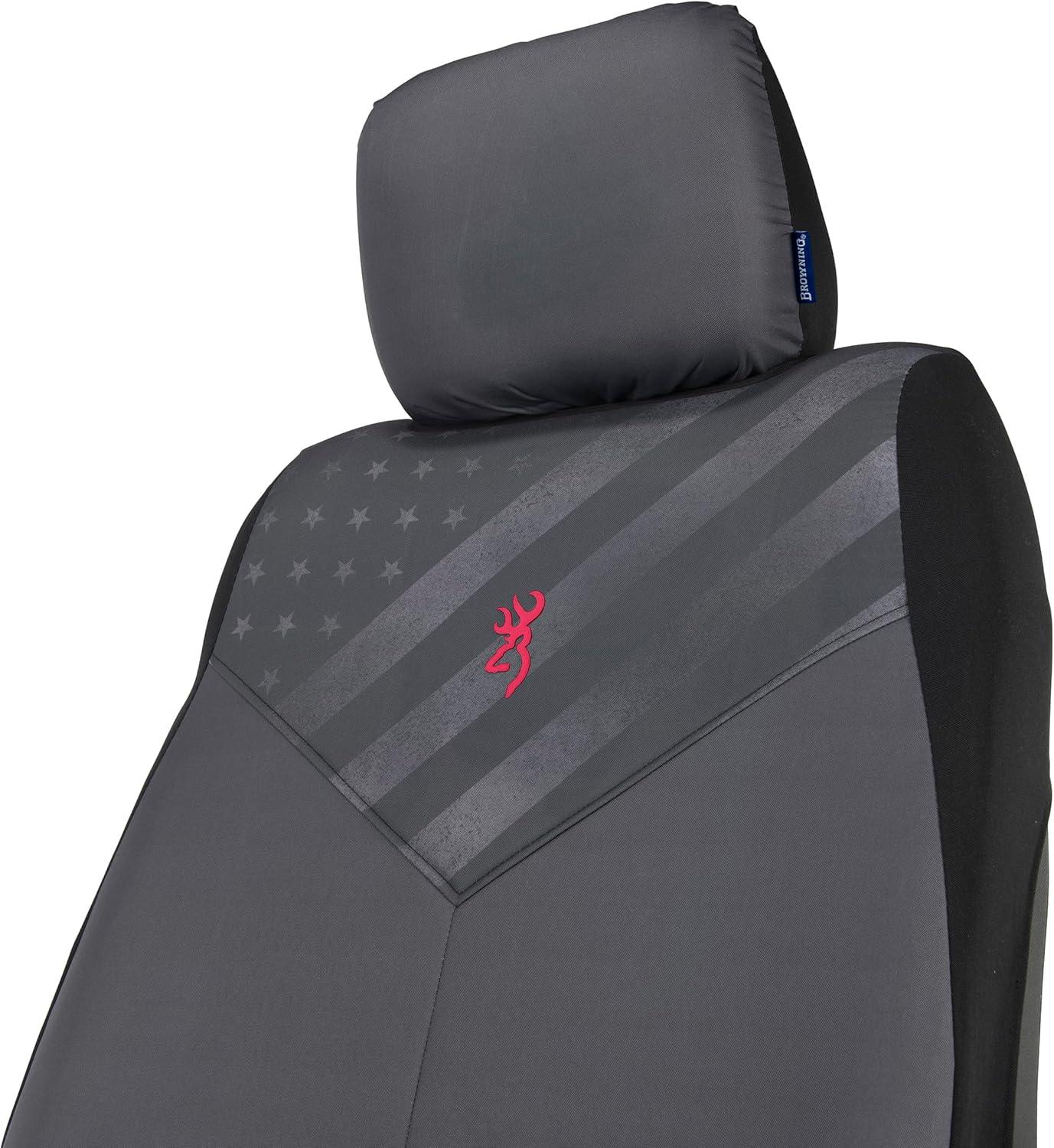 image:imageBrowning Universal Front and Bench Seat Covers Water Resistant for Car Truck and SUV Chevron Heather Gray BlackTraditional GrayFlag