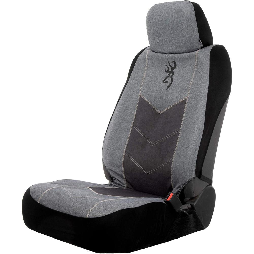 image:imageBrowning Universal Front and Bench Seat Covers Water Resistant for Car Truck and SUV  Chevron Heather Gray  BlackChevron Heather GrayBlack