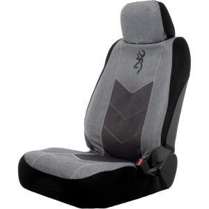 Browning Universal Front and Bench Seat Covers, Water Resistant for Car, Truck, and SUV , Chevron (Heather Gray / Black)(Chevron (Heather Gray/Black))