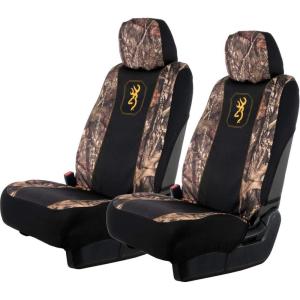 Browning Universal Front and Bench Seat Covers, Water Resistant for Car, Truck, and SUV , Chevron (Heather Gray / Black)(Mossy Oak Break-Up Country)