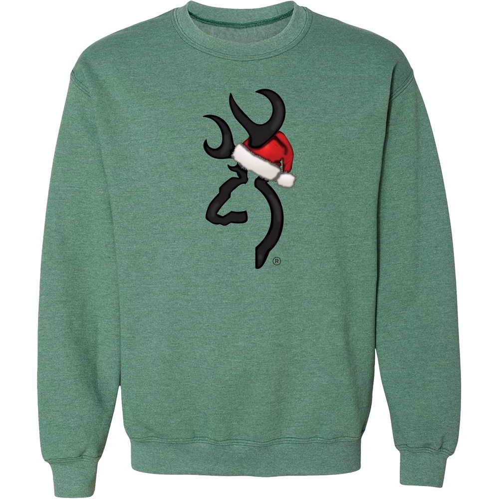 image:imageBrowning Mens Christmas Sweatshirts Seasonal Holiday Sweatshirts for the Whole Hunting FamilySanta Buckmark Heather Sport Green